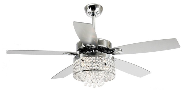 52 Modern Crystal Ceiling Fan With 4 Lights 5 Blades Remote