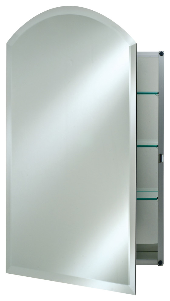 Arch Top Frameless Medicine Cabinets, 16"x25", Left Hinge