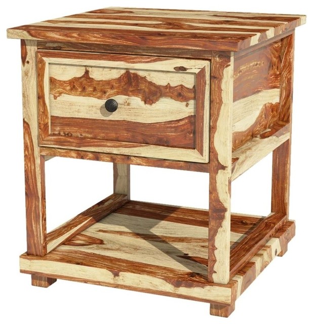 Larvik Rustic Solid Wood 1 Drawer Nightstand Rustic