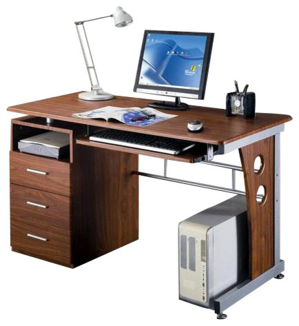 Techni Mobili Laminate Computer Desk In Mahogany Transitional