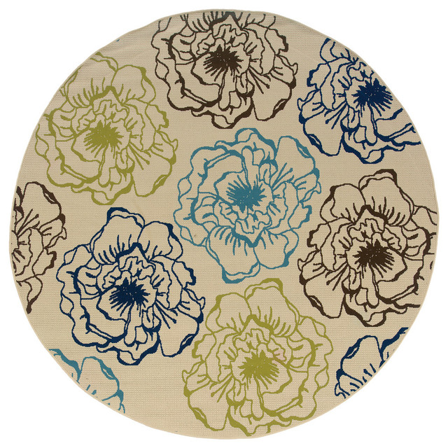 Contemporary Area Rug Ivory Outdoor Rugs By