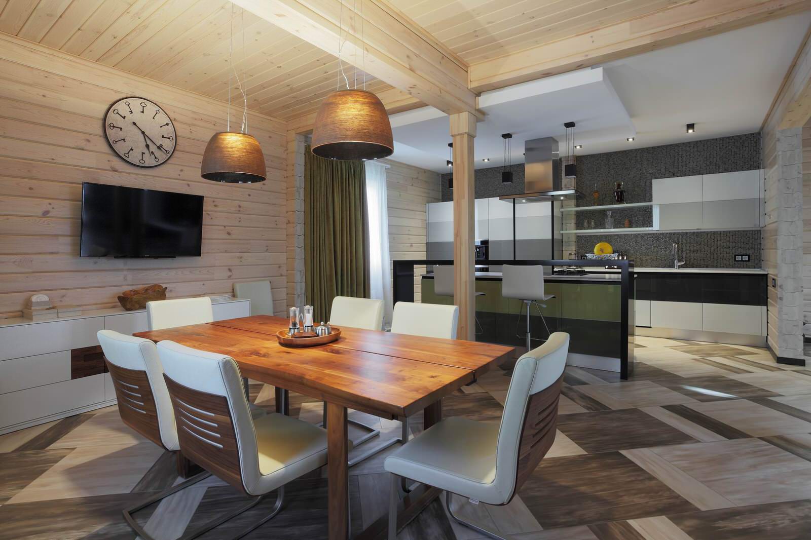 Дом из клееного бруса с кухней от Scavolini