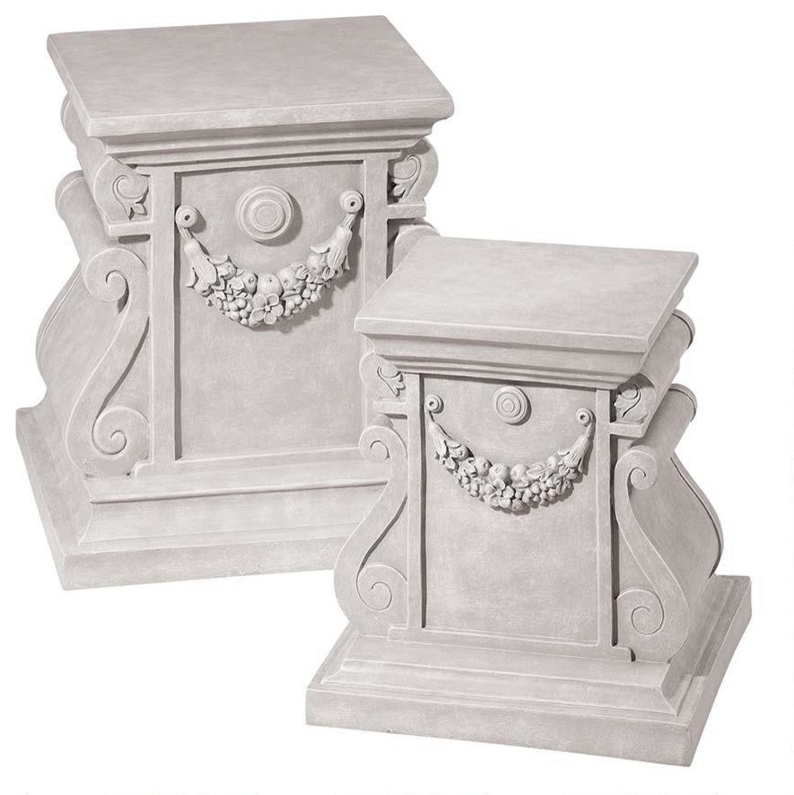 Reed Riser Pedestal Durable Fiberstone Base for Statue or Planters