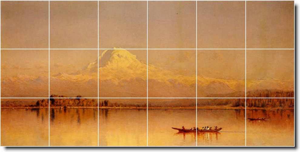 Sanford Gifford Landscapes Painting Ceramic Tile Mural 404, 72" Wide x