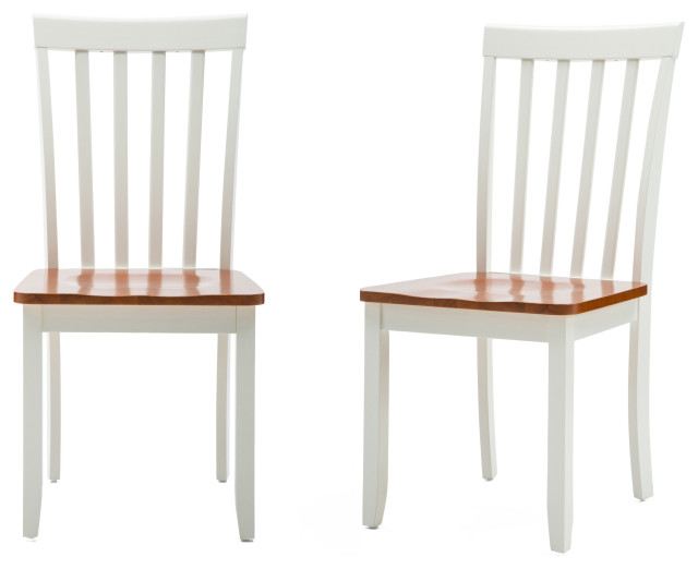 Bloomington Dining Chair, Set of 2, White/Honey Oak Farmhouse