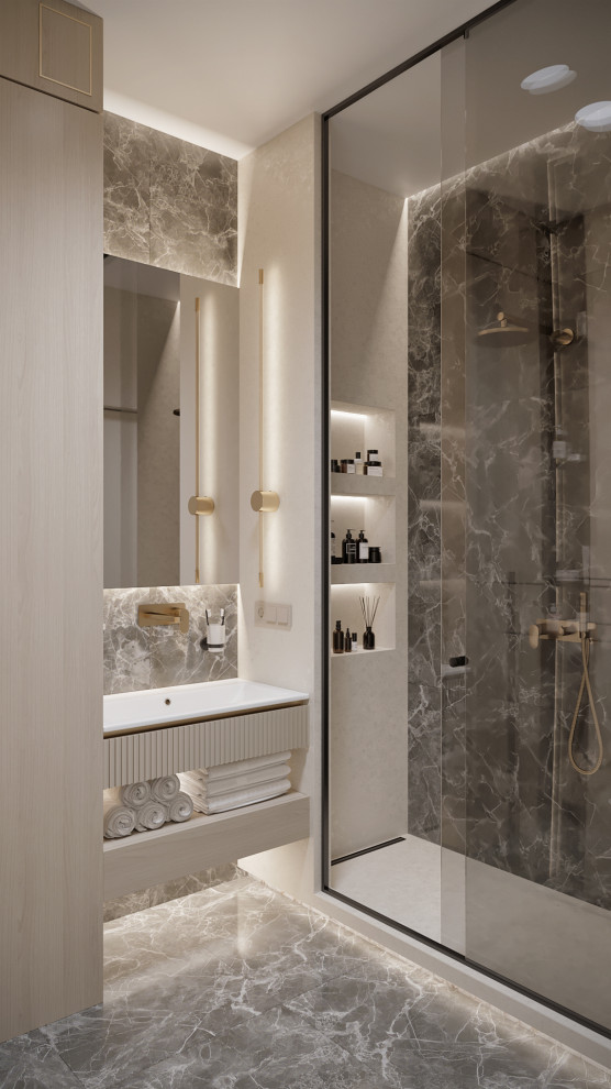 3к студия монохромный интерьер в стиле Современной классики