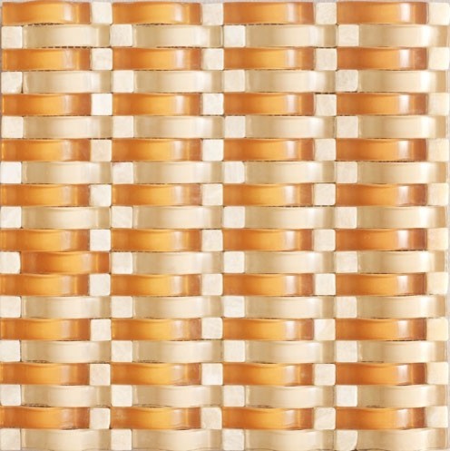 Vintrav Burnt Orange 3D Waves Glass Mosaic Tiles ...