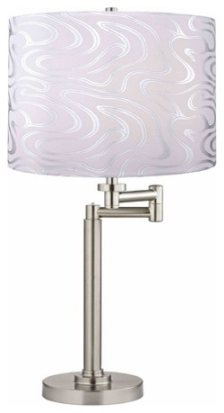 Swing-Arm Table Lamp with Silver Wave Lamp Shade