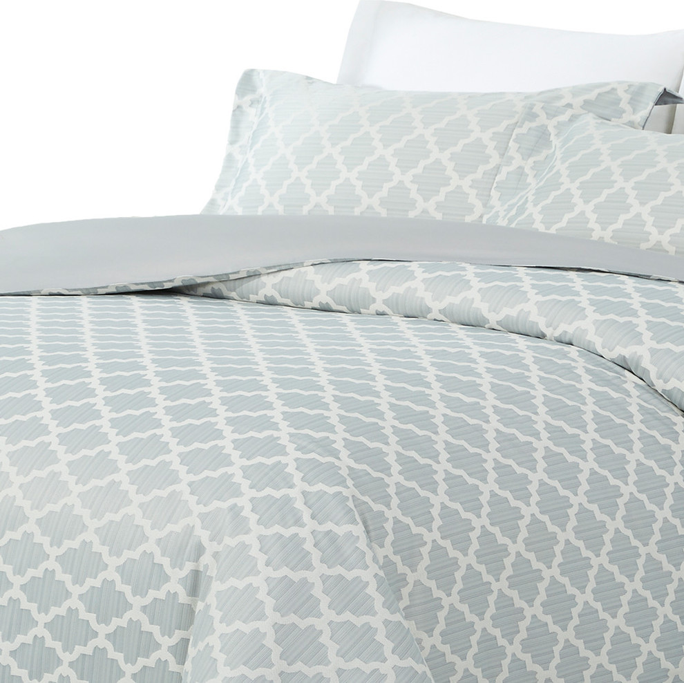 Natural Comfort Luxurious Cotton Duvet Cover Mini Set, Lock/Light Blue