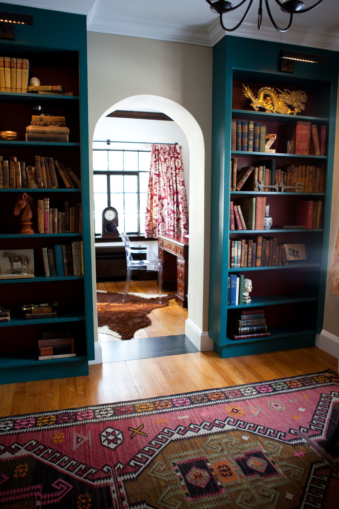 This is an example of an eclectic home office in Boston.