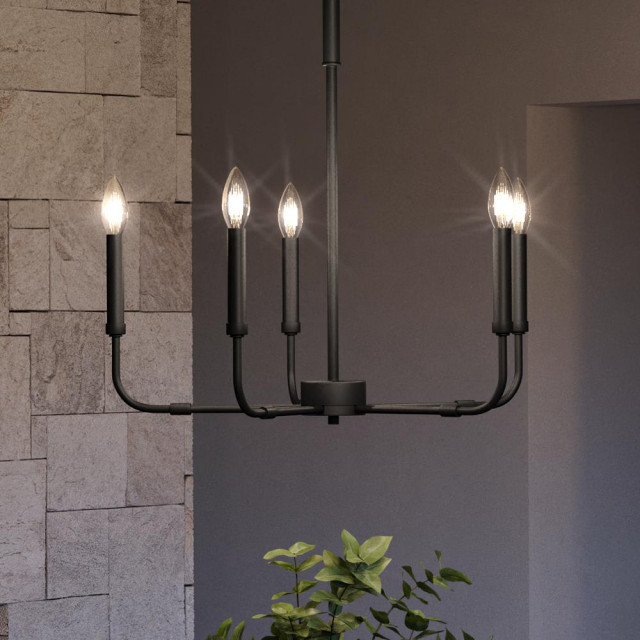 Luxury Modern Farmhouse Chandelier 25 25 H X 24 W In Matte Black   Home Design 