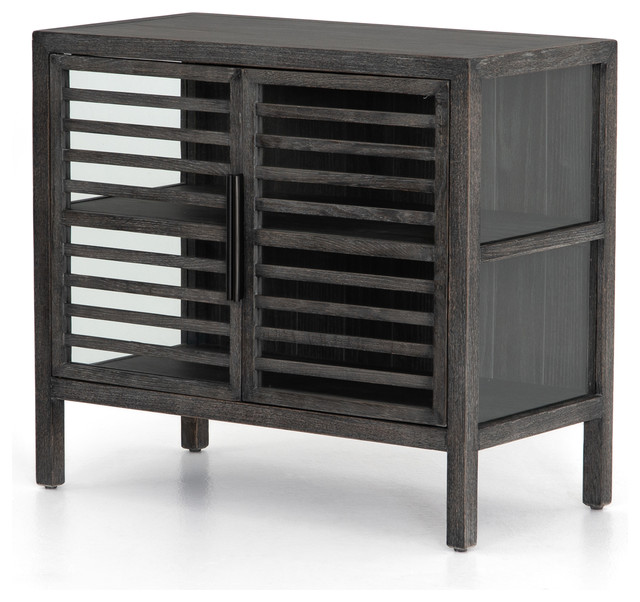 33 75 L Ovidio Small Cabinet Media Console Oak Iron Tempered L Ovidio Small Cabinet Media Console