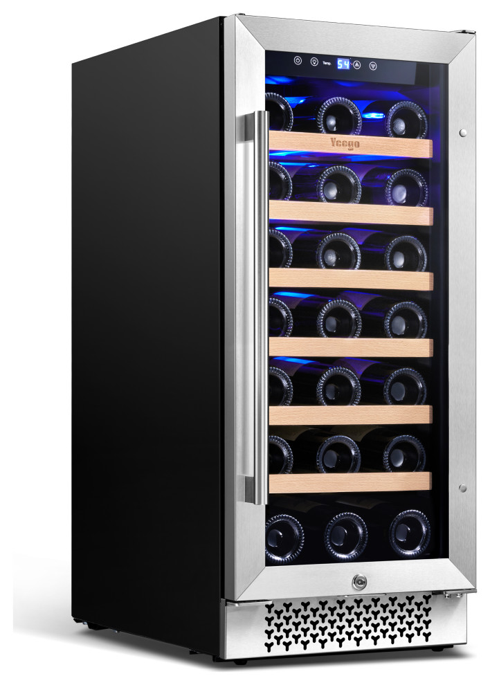 Yeego 15" 33-Bottles Built-In Wine Cooler Single Zone Refrigerator Compressor