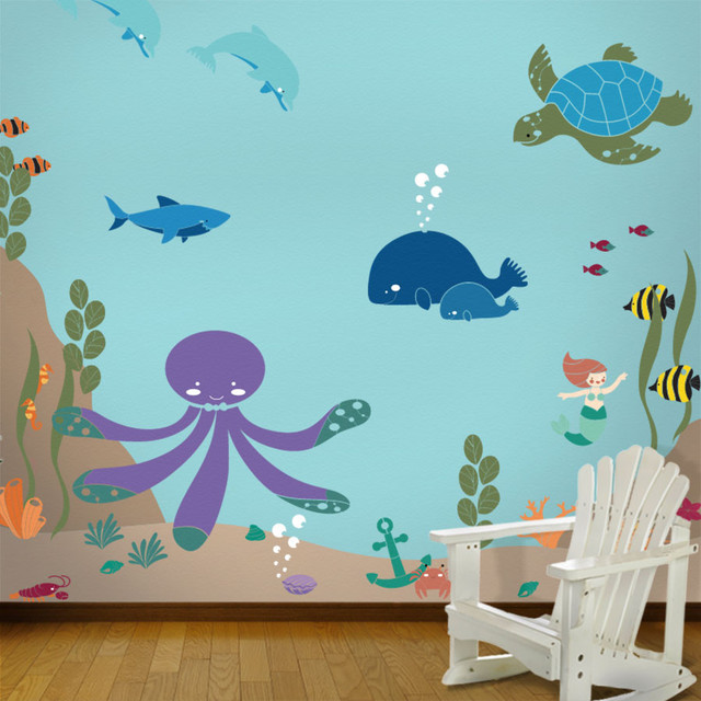 Under The Sea Theme Ocean Wall Mural Stencil Kit For Painting Under The Sea Theme Ocean Wall Mural Stencil Kit For Painting