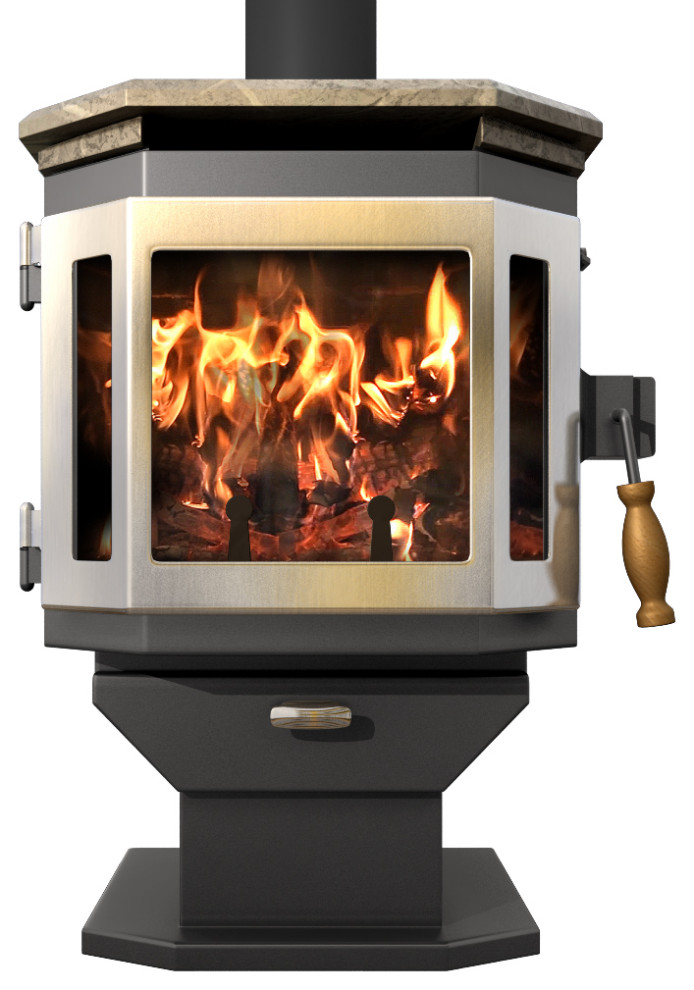 Catalyst Wood Stove, Charcoal/Stainless Steel Door, Soapstone Top, Room