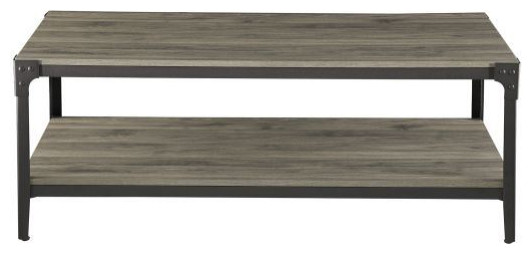 Walker Edison 46" Urban Ind. Angle Iron Wood Coffee Table, Slate Gray ...