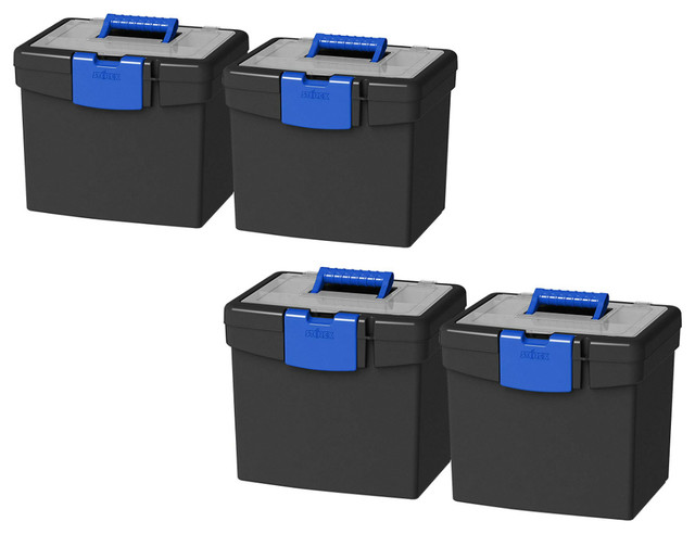 Portable File Boxes Lockable Xl Supply Storage Lid Carry Handle Set Of 4 Contemporary Filing Cabinets By Virventures