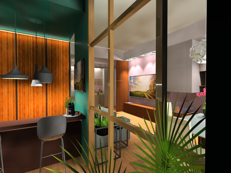 Rendering  cucina soggiorno