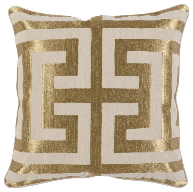 Kosas Home  Carly Embroidered 22" Throw Pillow, Gold
