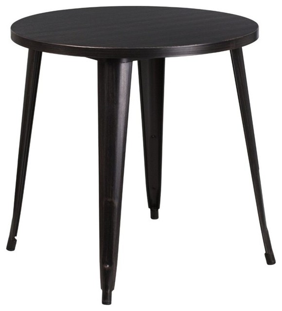 Flash Furniture 30rd Metal Outdoor Table In Black Antique Gold