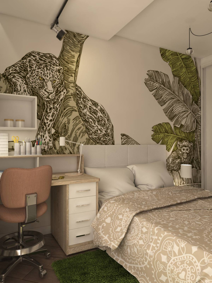 Двухкомнатная квартира со стеклом между гостиной и спальней