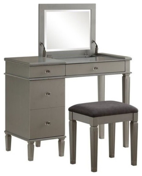 Atlin Designs 2 Piece Bedroom Vanity Set Silver