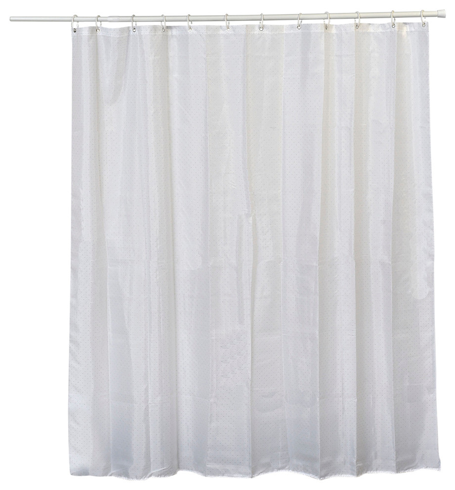 Fabric Shower Curtain Extra Wide Extra Long Standard White Plain With Hooks Ring 
