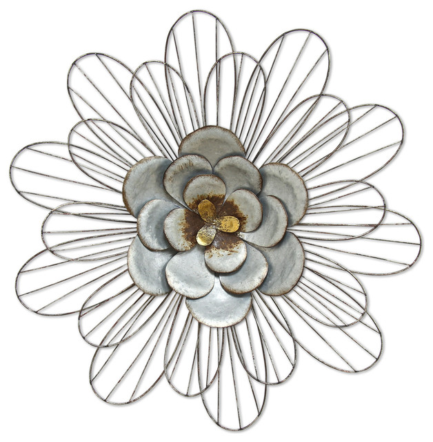 Stratton Home Decor Galvanized Daisy Wall