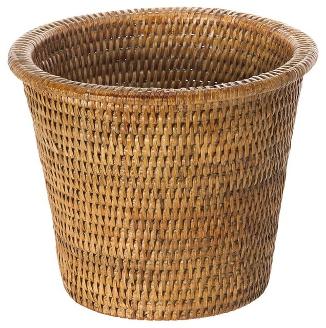 La Jolla Handwoven Rattan  Planter  Large Diameter 8 5 x 7 