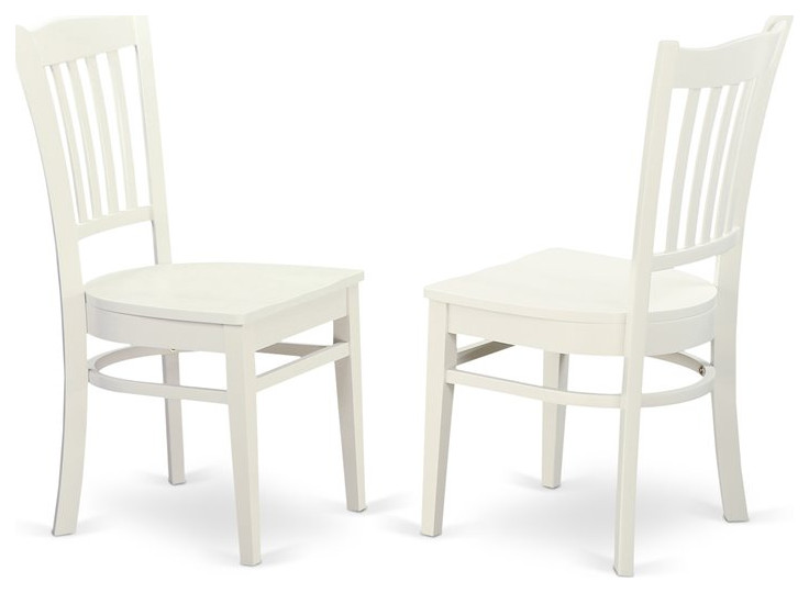 East West Furniture Groton 11" Wood Dining Chairs in Linen White (Set