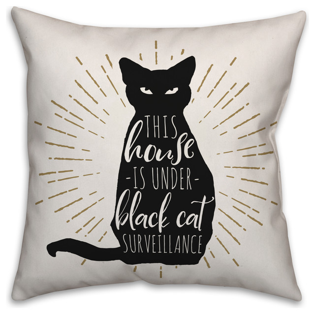 Black Cat House 16 X16 Indoor Outdoor Pillow Contemporary Black Cat House 16 X16 Indoor Outdoor