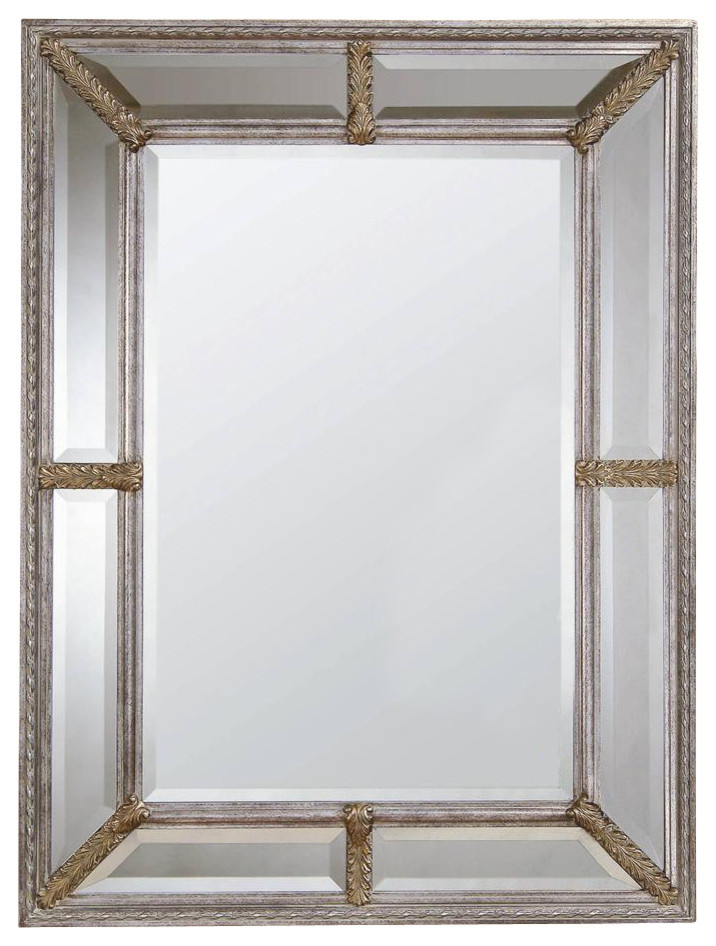 Decorative Wall Mirror in Braided Silver Leaf Colored Frame
