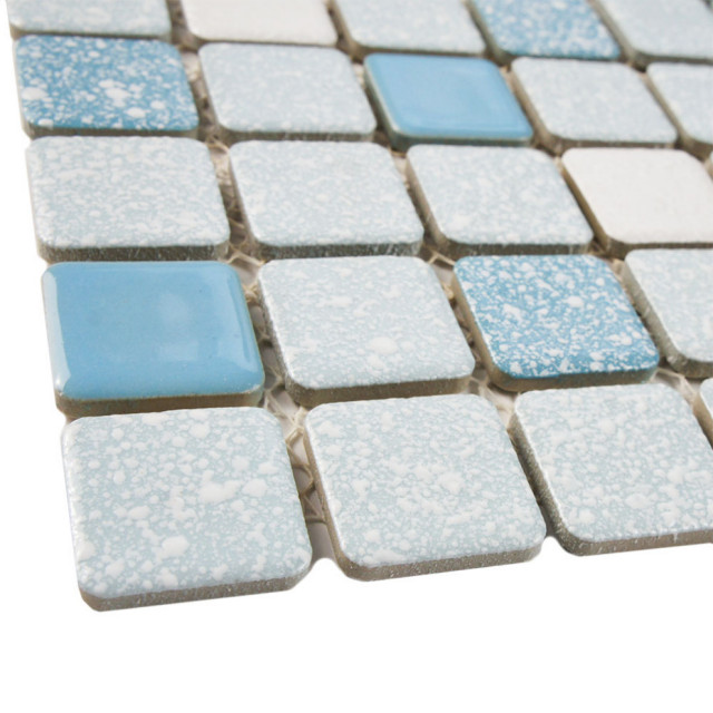 Crystalline Mosaic Floor and Wall Tile, Blue, Sample - Contemporary ...