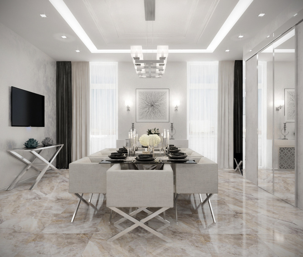 Гостиная и столовая в частном доме