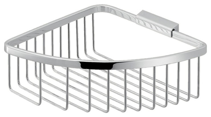 Modern Chromed Stainless Steel Wire Corner Shower Basket