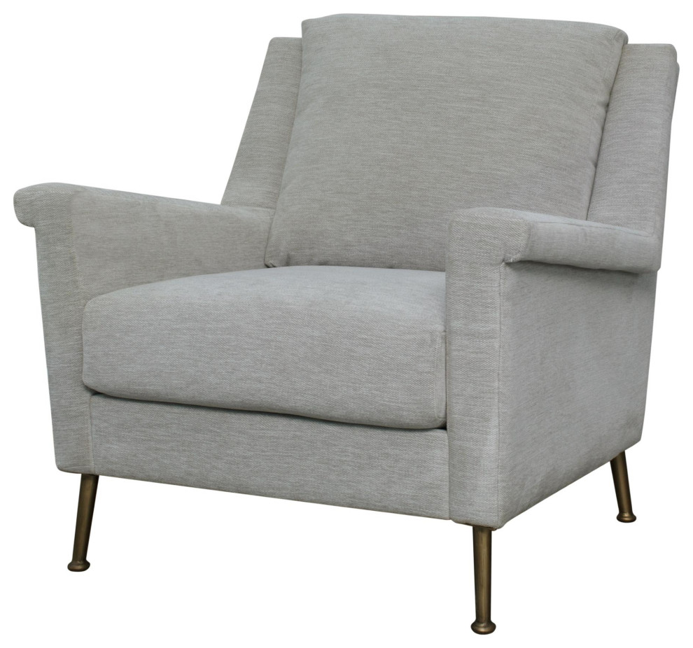 Benton Fabric Accent Chair Gold Legs, Halle Linen Midcentury