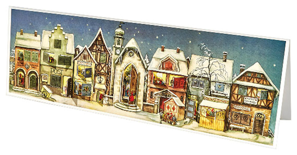 Little Town Advent Calendar Panoramic Christmas Count Down Small