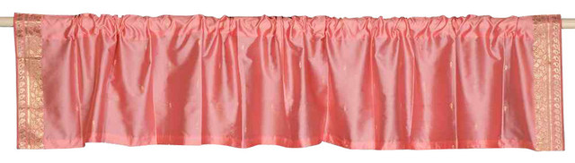 Peach Pink - Rod Pocket Top It Off handmade Sari Valance 43W X 15L - Pair
