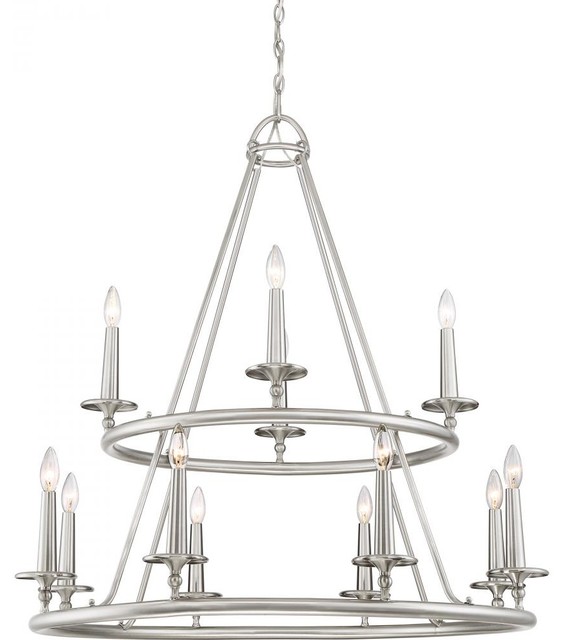 Chandelier 12Light Brushed Nickel Transitional Chandeliers by