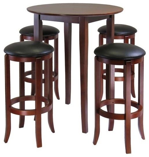 Winsome Fiona 5 Pieces Round High Pub, Round High Top Table Set
