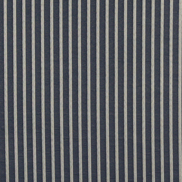 Navy Blue, Thin Striped Woven Upholstery Fabric By The Yard