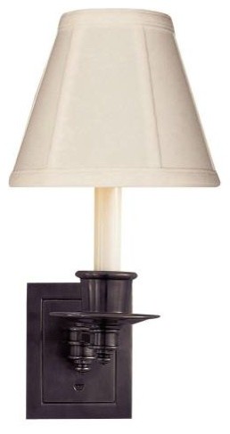 Visual Comfort S2005BZ-T Studio 1 Light Swing Arm Sconce in Bronze with Tissue S