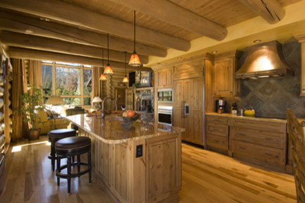 Inspiration for a rustic kitchen remodel in Denver
