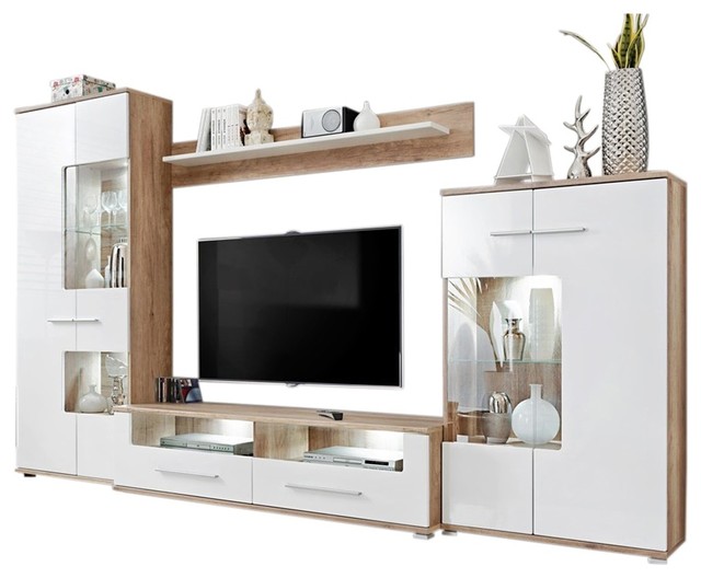 Saala Entertainment Center Wall Unit With Led Lights 60 Tv Stand