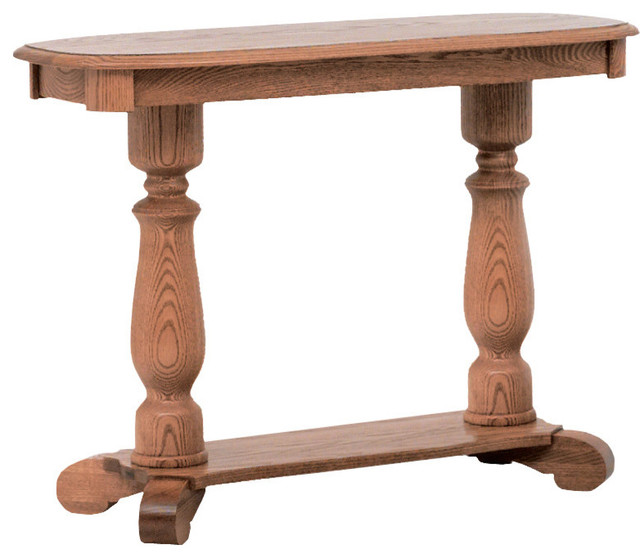 Country Style Solid Oak Pedestal Sofa Table Autumn