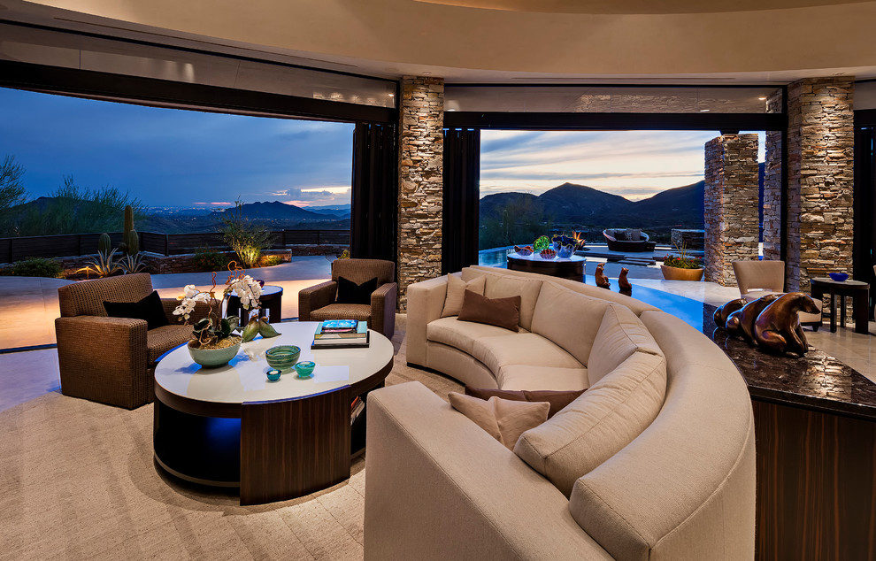 Large contemporary formal open concept living room in Phoenix.