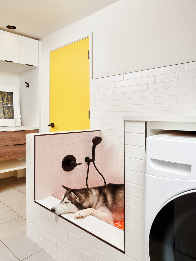 Inspiration for a midcentury laundry room in Portland.