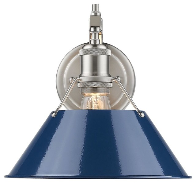 1 Light Brushed Nickel Wall Sconce With Navy Blue Shade Contemporary Sconces By Designer Lighting And Fan Houzz - Brushed Nickel Wall Sconce With Shade 1 Light Brushed Nickel Wall Sconce With Navy Blue Shade Contemporary Sconces By Designer Lighting And Fan Houzz - Brushed Nickel Wall Sconce With Shade