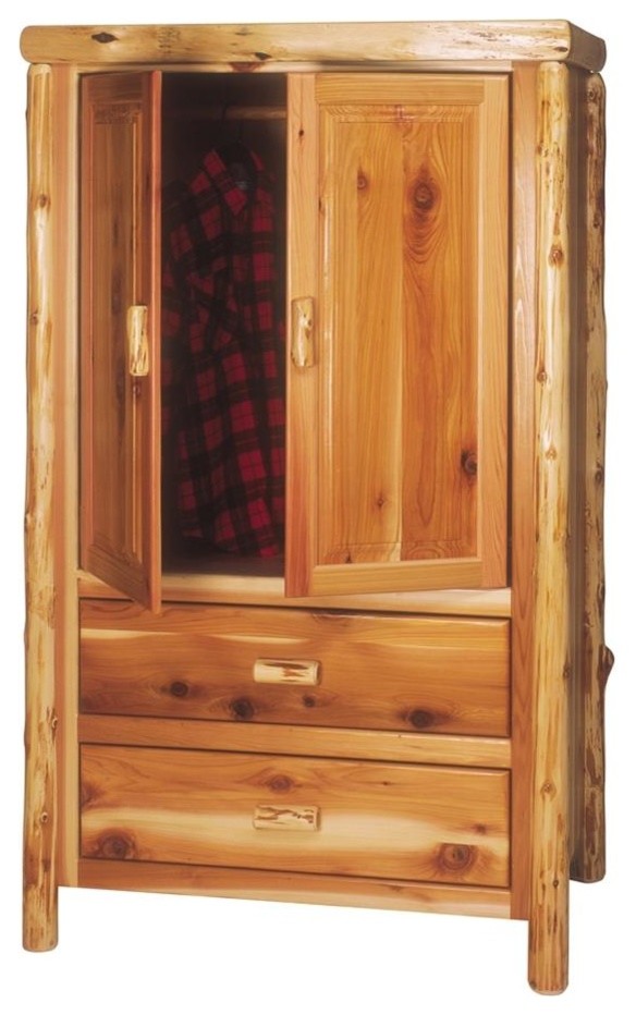 Cedar 2 Drawer Wardrobe w Hanging Rod in Lacquer Finish (Value)