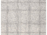 2' x 3' Ivory Gray and Black Wool Plaid Hand Woven Stain Resistant